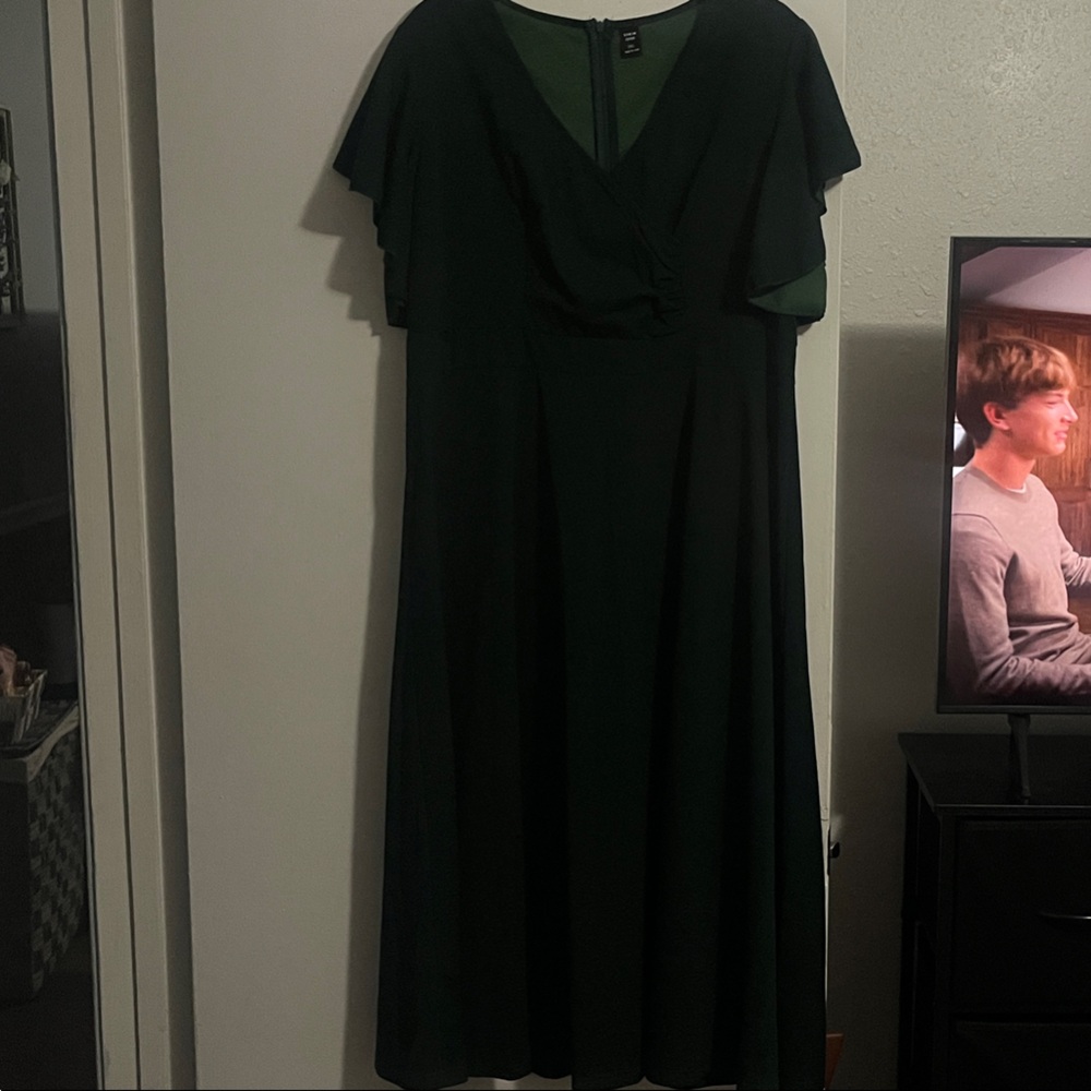 SHEIN Dark Green Long Sleeve Dress